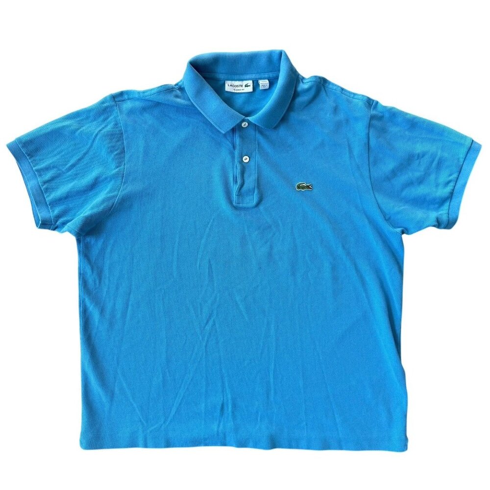 Lacoste Polo Short Sleeve Shirt Mens Size 7 US Large Classic Fit SS Blue